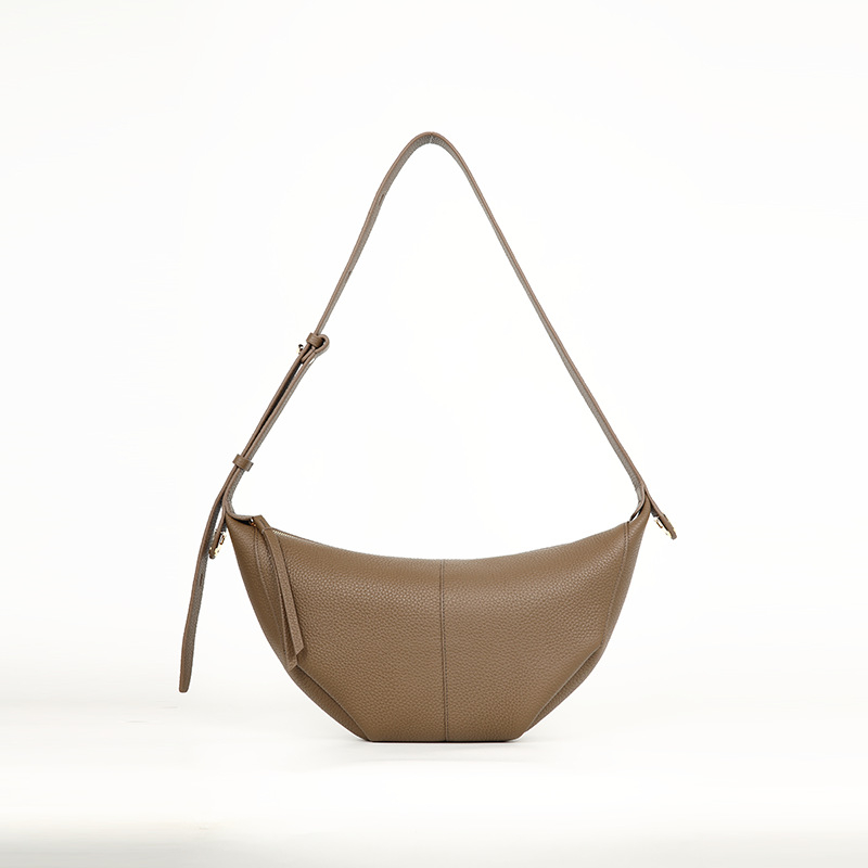 Geantă Tote din piele de primă clasă, formă de dumpling, stil pentru navetă, fermoar, căptușeală din bumbac