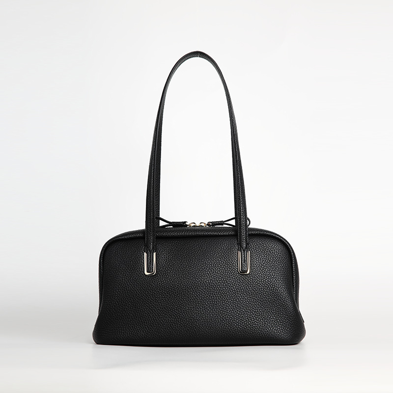 Geantă Tote din piele de primă clasă, formă de dumpling, stil pentru navetă, fermoar, căptușeală din bumbac