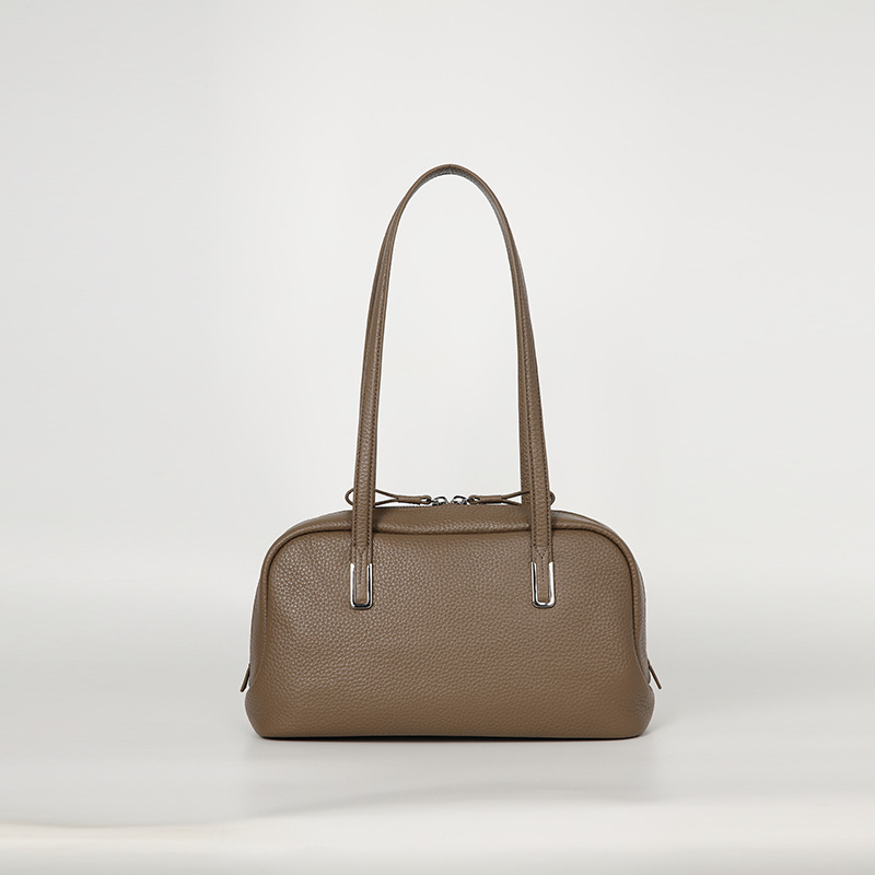 Geantă Tote din piele de primă clasă, formă de dumpling, stil pentru navetă, fermoar, căptușeală din bumbac