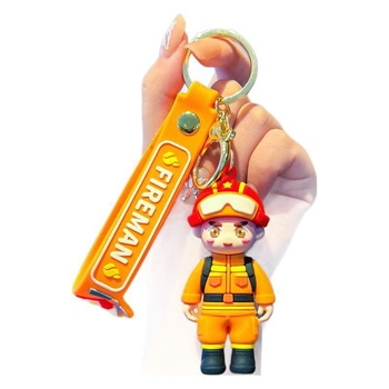 Karikatúra kulcstartó – forgalmi rendőr, tűzoltó medve, autómedál (PVC anyag; kulcstartó; ajándék)