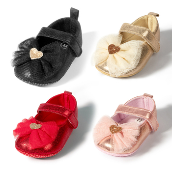 Cipele za bebe za prvi korak, Princess stil, PU gornji dio, Velcro zatvaranje, prozračne i protiv klizanja