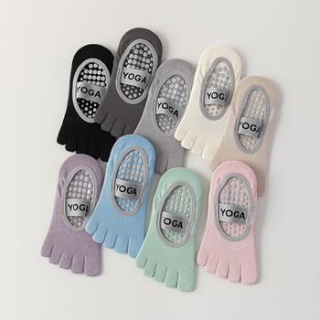 Йога чорапи с пет пръста, антиплъзгащи, антибактериални, 90–95% памук, безшевни, плетени с една игла