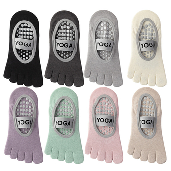 Йога чорапи с пет пръста, антиплъзгащи, антибактериални, 90–95% памук, безшевни, плетени с една игла
