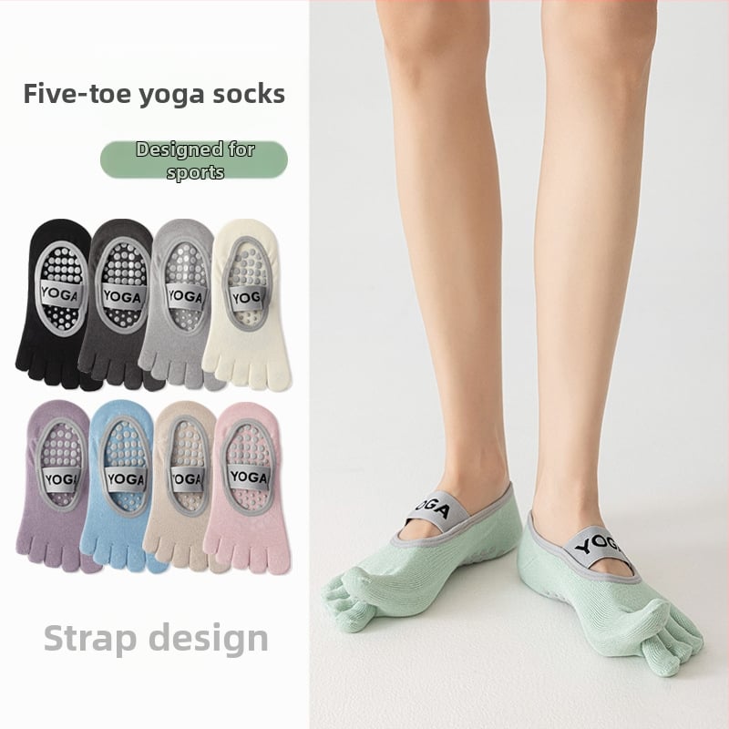 Йога чорапи с пет пръста, антиплъзгащи, антибактериални, 90–95% памук, безшевни, плетени с една игла