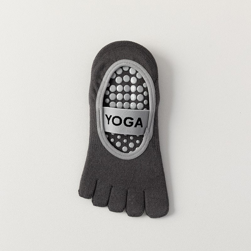 Йога чорапи с пет пръста, антиплъзгащи, антибактериални, 90–95% памук, безшевни, плетени с една игла