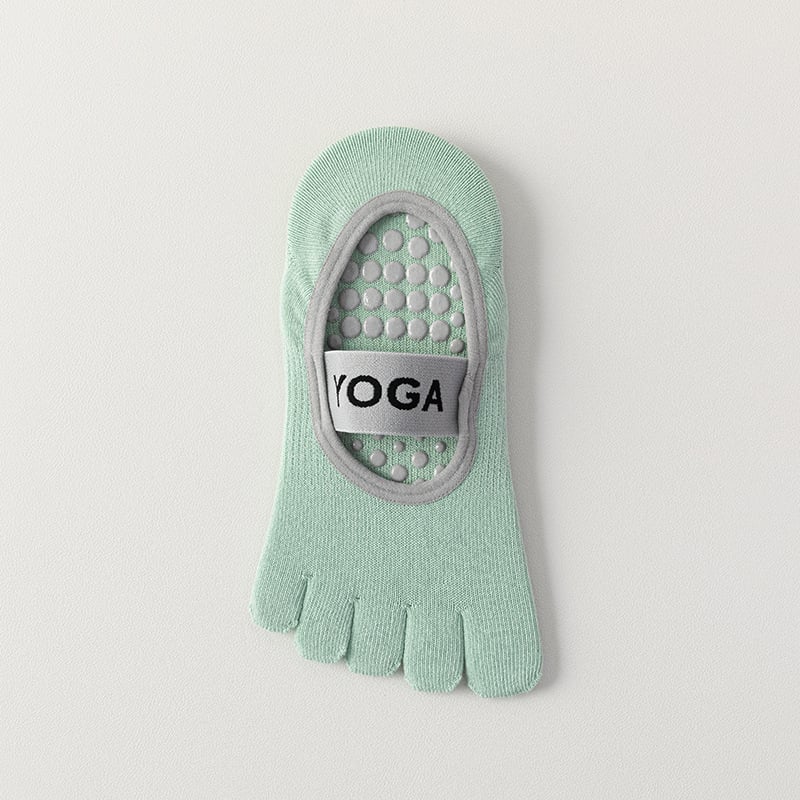 Йога чорапи с пет пръста, антиплъзгащи, антибактериални, 90–95% памук, безшевни, плетени с една игла