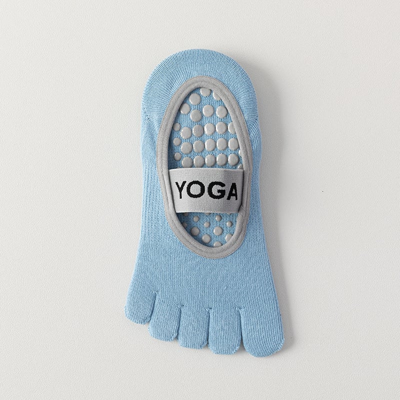 Йога чорапи с пет пръста, антиплъзгащи, антибактериални, 90–95% памук, безшевни, плетени с една игла