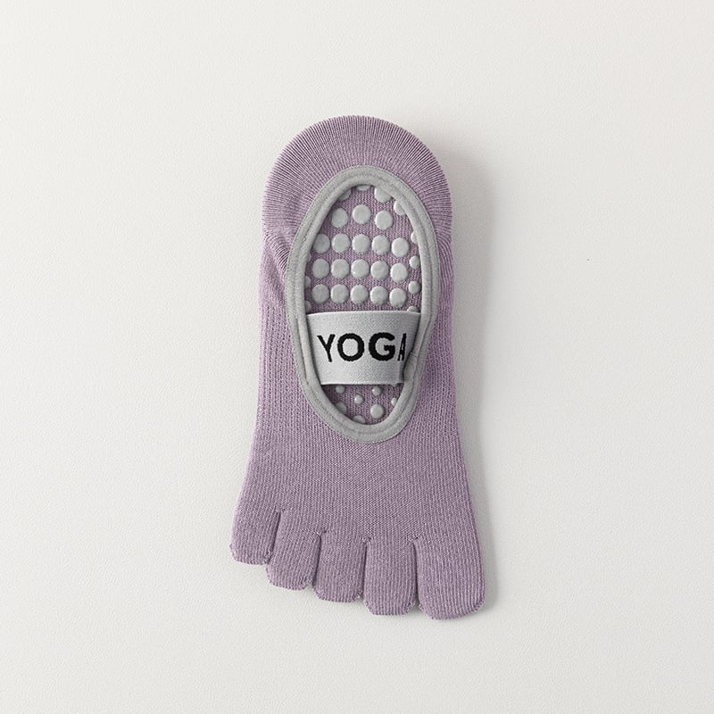 Йога чорапи с пет пръста, антиплъзгащи, антибактериални, 90–95% памук, безшевни, плетени с една игла