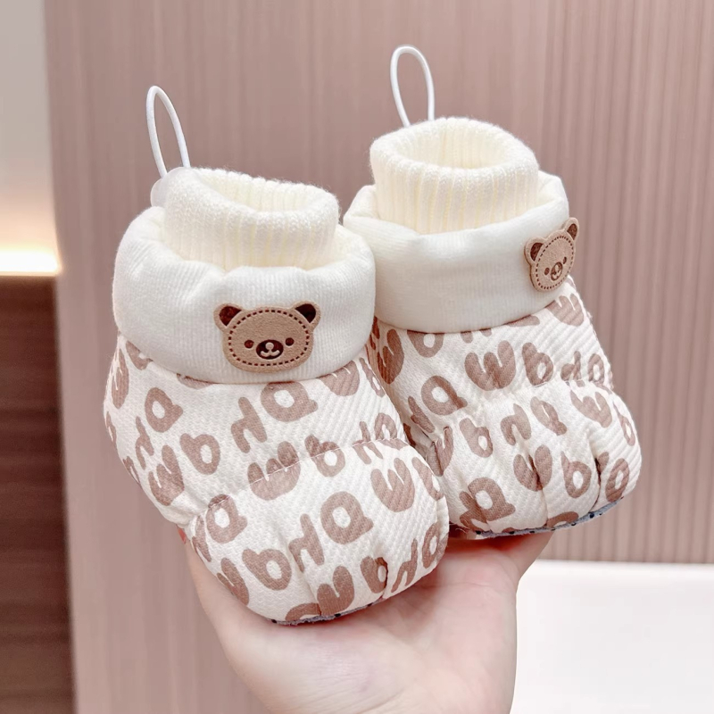 Cipele za bebe - gornji dio od pamuka, đon s točkastim ljepilom, debeli, karikaturni uzorak (za uzrast 6–12 mjeseci)