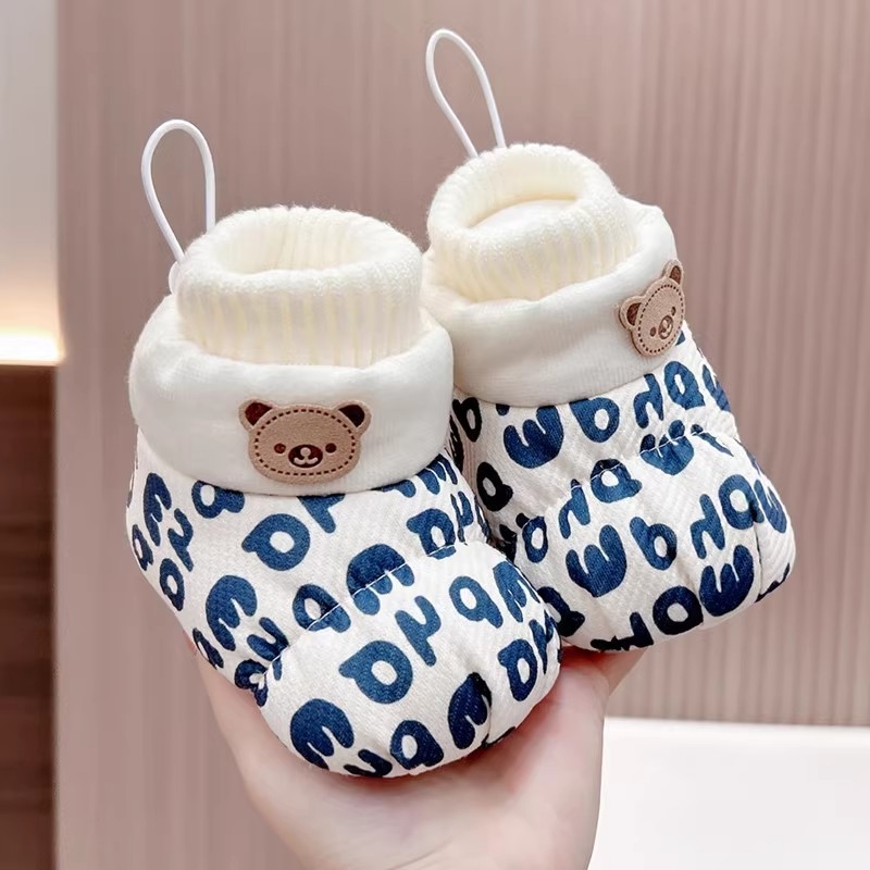 Cipele za bebe - gornji dio od pamuka, đon s točkastim ljepilom, debeli, karikaturni uzorak (za uzrast 6–12 mjeseci)