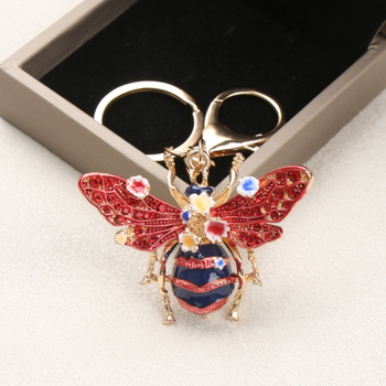 Privjesak za ključeve – originalni dizajn, retro rhinestones, uzorak insekata, od legure