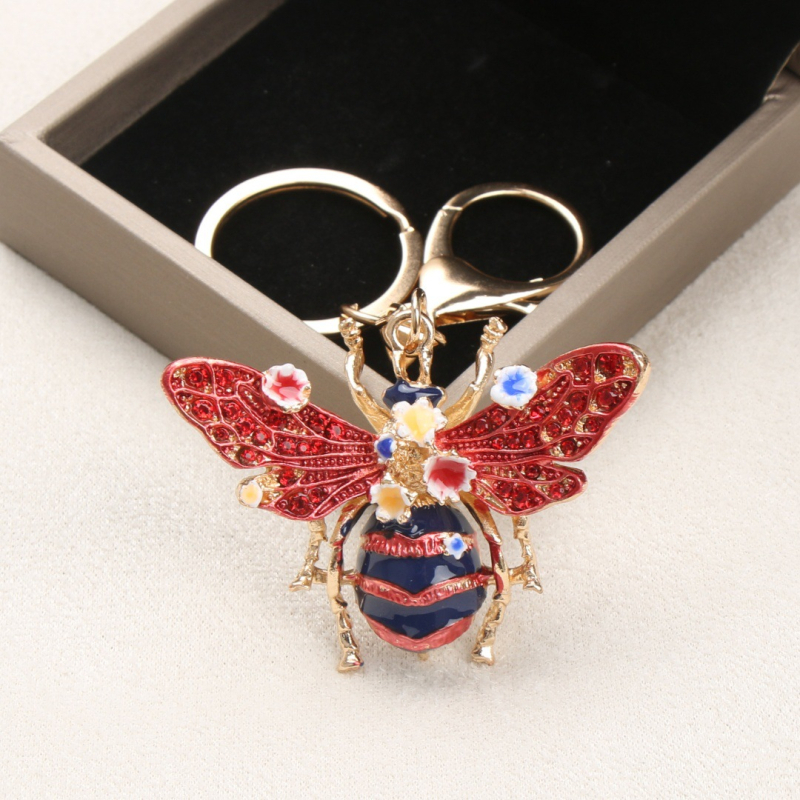 Privjesak za ključeve – originalni dizajn, retro rhinestones, uzorak insekata, od legure