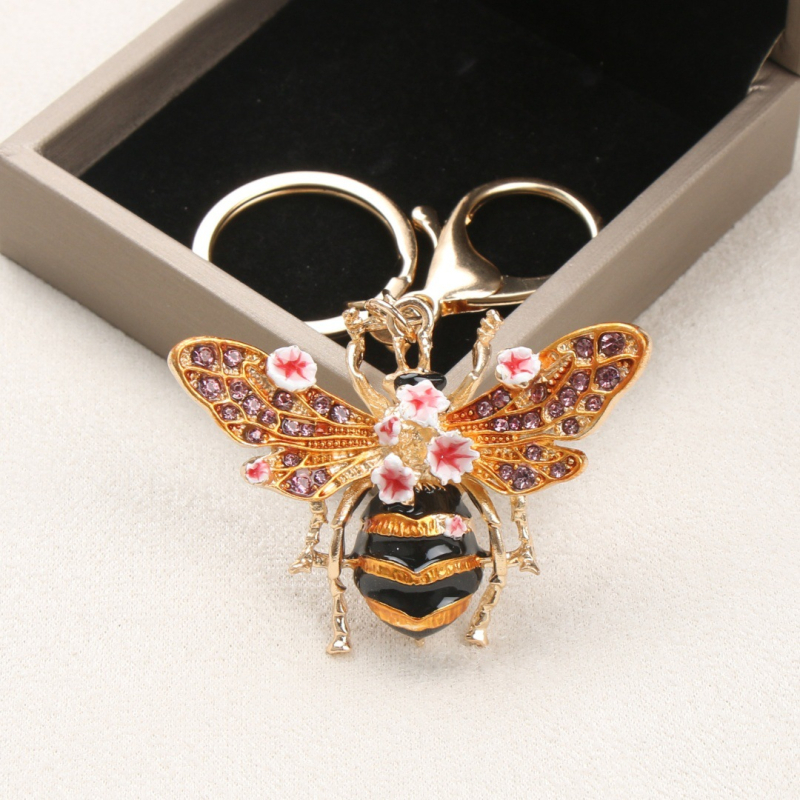 Privjesak za ključeve – originalni dizajn, retro rhinestones, uzorak insekata, od legure