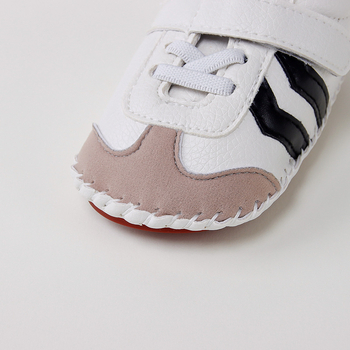 Pantofi pentru copii mici 12–36 luni, respirabili, talpă moale antiderapant, model cu dungi, închidere Velcro, talpă joasă, primăvară-toamnă