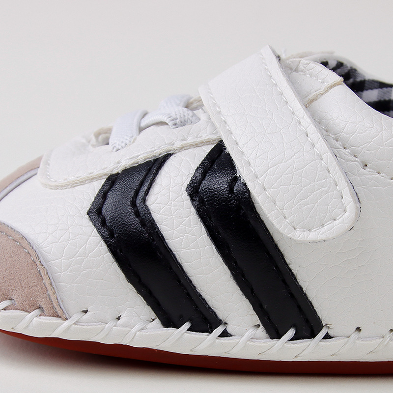 Pantofi pentru copii mici 12–36 luni, respirabili, talpă moale antiderapant, model cu dungi, închidere Velcro, talpă joasă, primăvară-toamnă