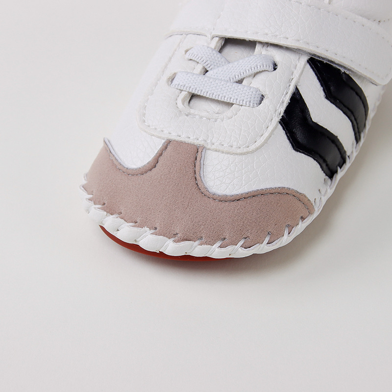 Pantofi pentru copii mici 12–36 luni, respirabili, talpă moale antiderapant, model cu dungi, închidere Velcro, talpă joasă, primăvară-toamnă