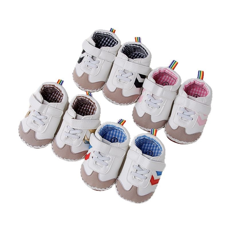 Pantofi pentru copii mici 12–36 luni, respirabili, talpă moale antiderapant, model cu dungi, închidere Velcro, talpă joasă, primăvară-toamnă