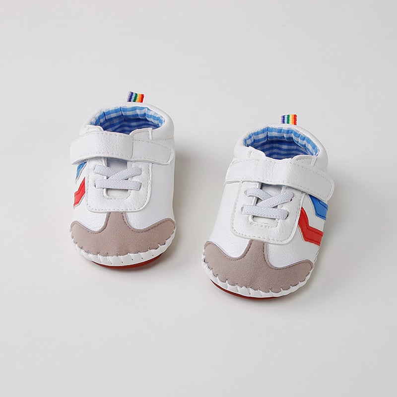Pantofi pentru copii mici 12–36 luni, respirabili, talpă moale antiderapant, model cu dungi, închidere Velcro, talpă joasă, primăvară-toamnă