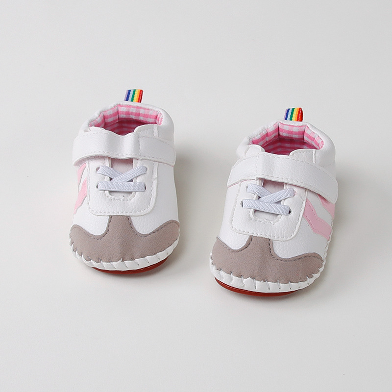 Pantofi pentru copii mici 12–36 luni, respirabili, talpă moale antiderapant, model cu dungi, închidere Velcro, talpă joasă, primăvară-toamnă