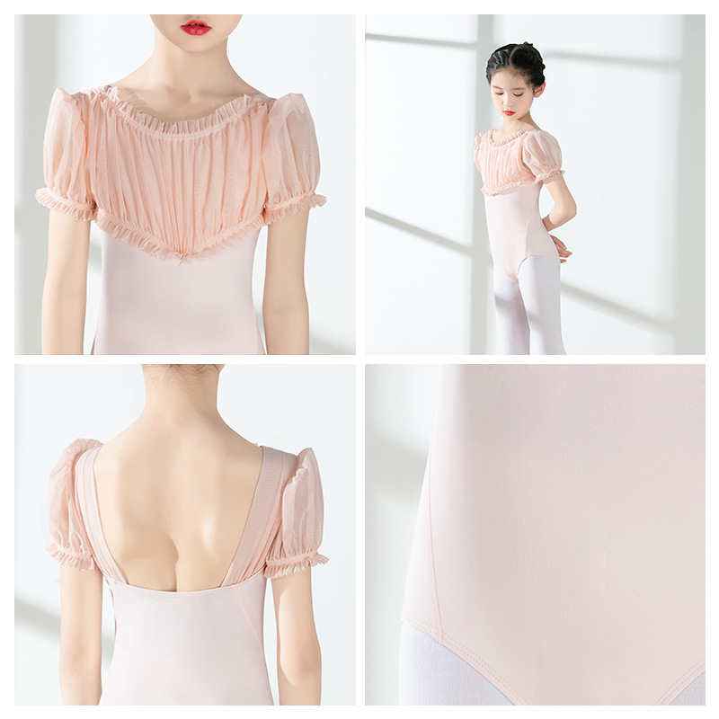 Gyerekeknek szóló kínai tánc egyrészes rövid ujjú jelmez, lányoknak, nylon 30% anyag, 3–8 éveseknek, tavasz 2024