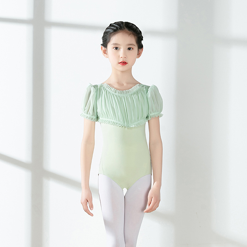 Gyerekeknek szóló kínai tánc egyrészes rövid ujjú jelmez, lányoknak, nylon 30% anyag, 3–8 éveseknek, tavasz 2024