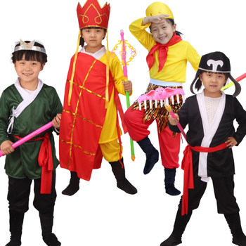 Scenski kostimi Journey to the West: Tang Monk, Monkey King, Pigsy, Sandy; poliester s elastanom; za djecu do 17 godina