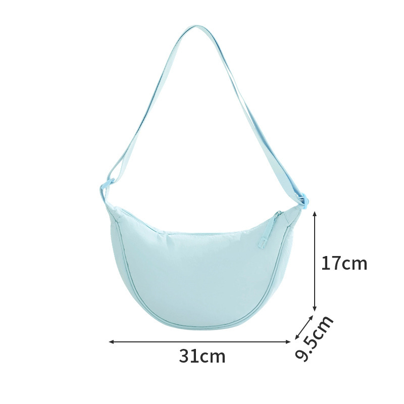 Najlon crossbody torba za svakodnevnu uporabu, velika zapremina, Underarm stil, Dumpling oblik, zatvaranje zipom, unutarnja džep za telefon, podstava od poliestera, jedna naramenica