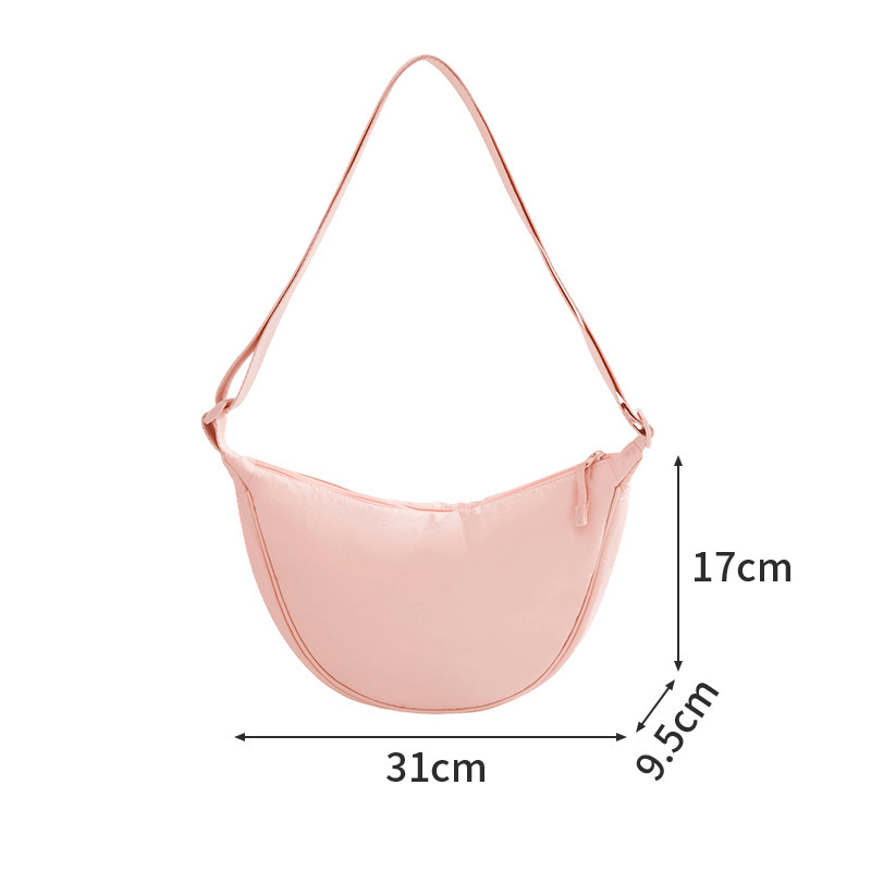 Najlon crossbody torba za svakodnevnu uporabu, velika zapremina, Underarm stil, Dumpling oblik, zatvaranje zipom, unutarnja džep za telefon, podstava od poliestera, jedna naramenica