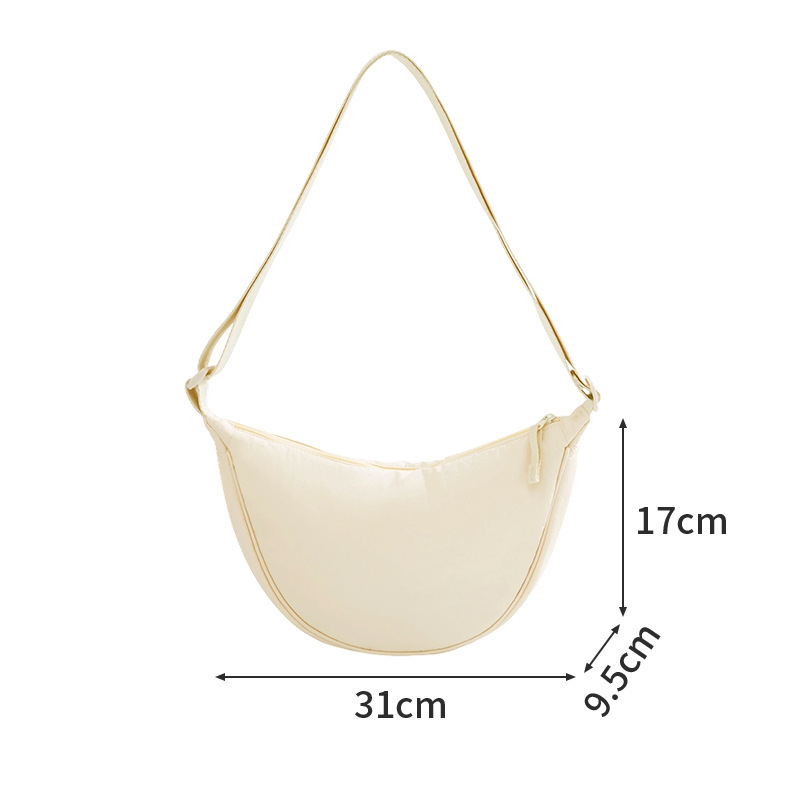 Najlon crossbody torba za svakodnevnu uporabu, velika zapremina, Underarm stil, Dumpling oblik, zatvaranje zipom, unutarnja džep za telefon, podstava od poliestera, jedna naramenica