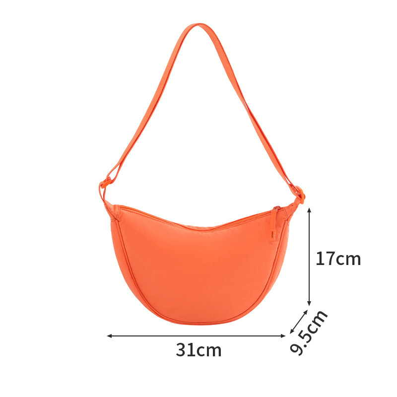 Najlon crossbody torba za svakodnevnu uporabu, velika zapremina, Underarm stil, Dumpling oblik, zatvaranje zipom, unutarnja džep za telefon, podstava od poliestera, jedna naramenica