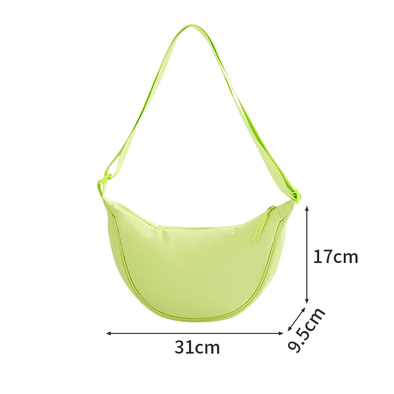 Najlon crossbody torba za svakodnevnu uporabu, velika zapremina, Underarm stil, Dumpling oblik, zatvaranje zipom, unutarnja džep za telefon, podstava od poliestera, jedna naramenica