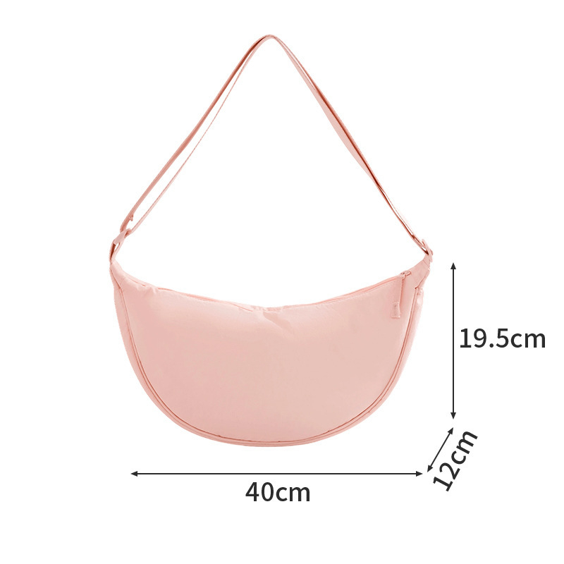 Najlon crossbody torba za svakodnevnu uporabu, velika zapremina, Underarm stil, Dumpling oblik, zatvaranje zipom, unutarnja džep za telefon, podstava od poliestera, jedna naramenica