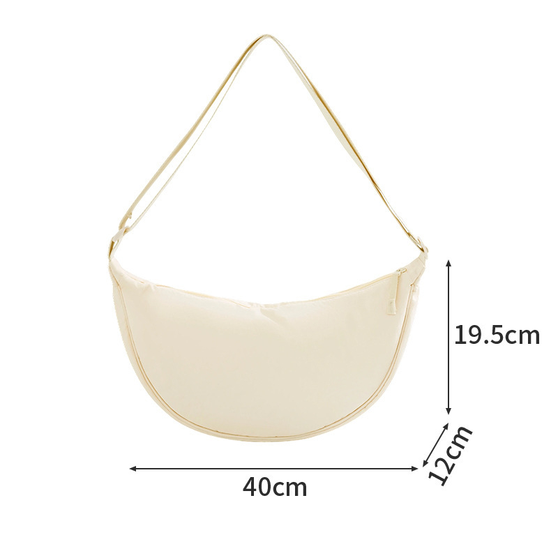Najlon crossbody torba za svakodnevnu uporabu, velika zapremina, Underarm stil, Dumpling oblik, zatvaranje zipom, unutarnja džep za telefon, podstava od poliestera, jedna naramenica