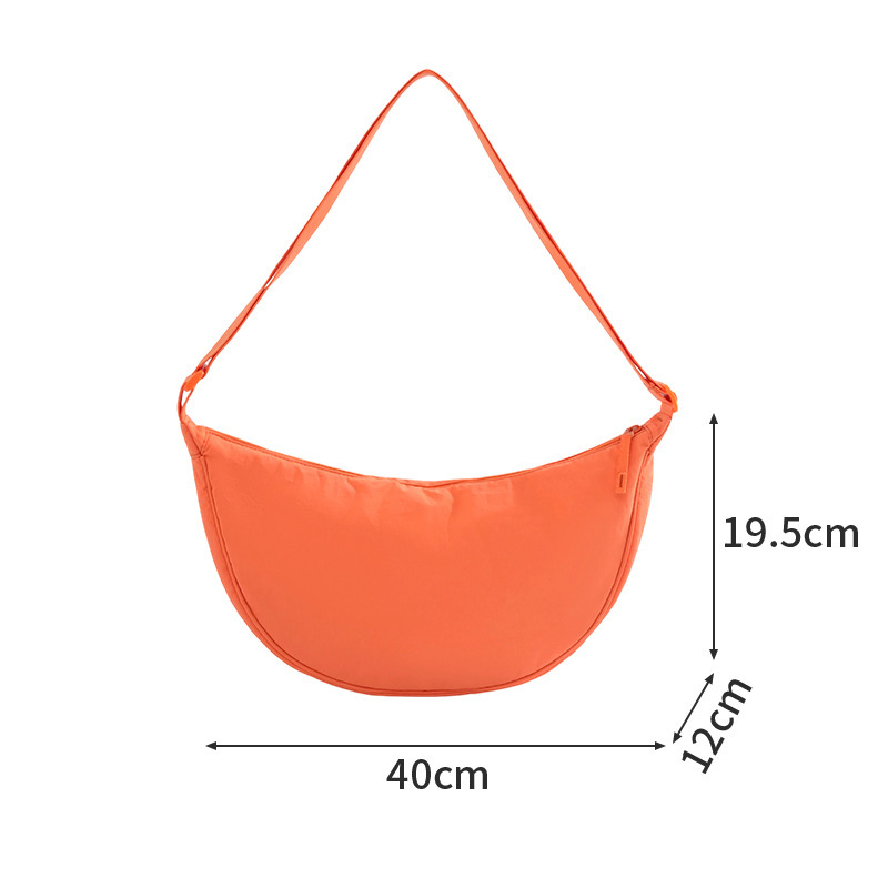 Najlon crossbody torba za svakodnevnu uporabu, velika zapremina, Underarm stil, Dumpling oblik, zatvaranje zipom, unutarnja džep za telefon, podstava od poliestera, jedna naramenica