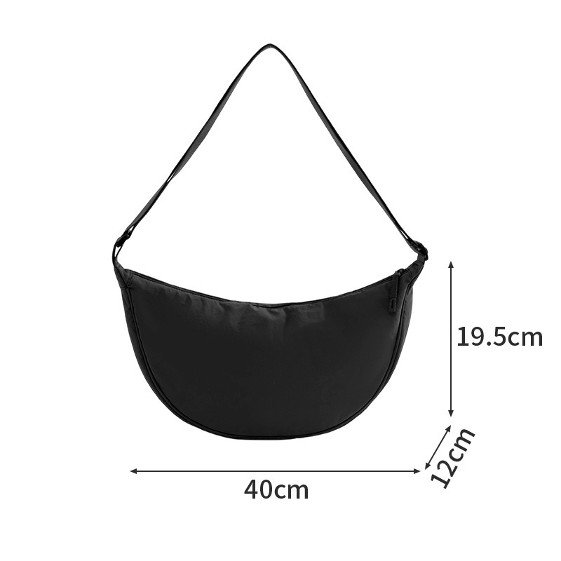 Najlon crossbody torba za svakodnevnu uporabu, velika zapremina, Underarm stil, Dumpling oblik, zatvaranje zipom, unutarnja džep za telefon, podstava od poliestera, jedna naramenica