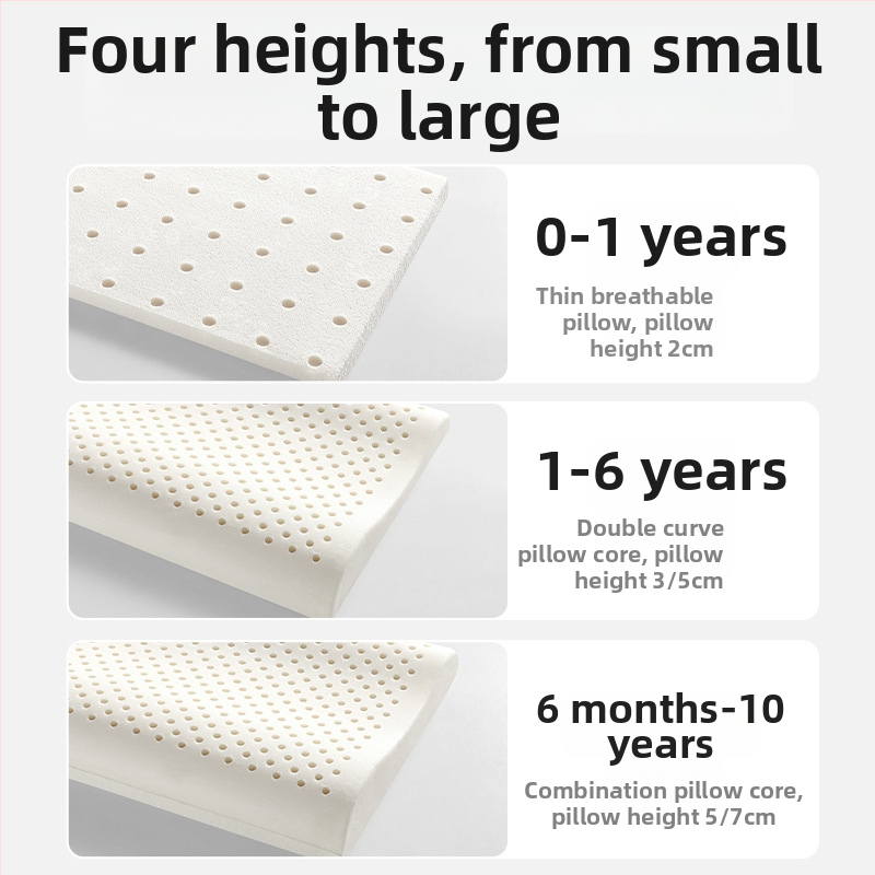 Beptides latexový vankúš pre deti a batoľatá, obdĺžnikový tvar, jadro z čistej bavlny, latexový obsah viac ako 90%, hmotnosť 1–2 kg