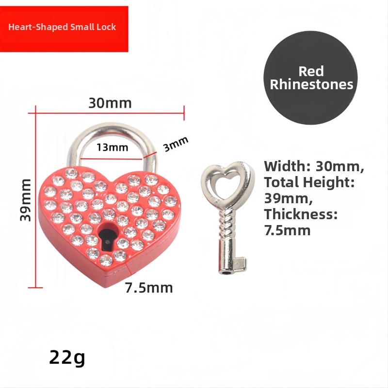 Κλειδαριά-καρδιά με διαμάντι για τσάντες με κλειδί – Μοντέλο M-004; κατάλληλο για τσάντες, ρούχα, αξιοθέατα, δώρα; ηλεκτροπλακίωση, διάτρηση σημείων, χειροκίνητη επεξεργασία