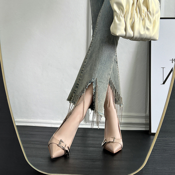 Γυναικείες γόβες με μυτερό δάχτυλο, ύψος τακουνιού 6–8 εκ, πάνω μέρος από υπερ-ίνες, εσωτερική επένδυση PU, σόλα από καουτσούκ