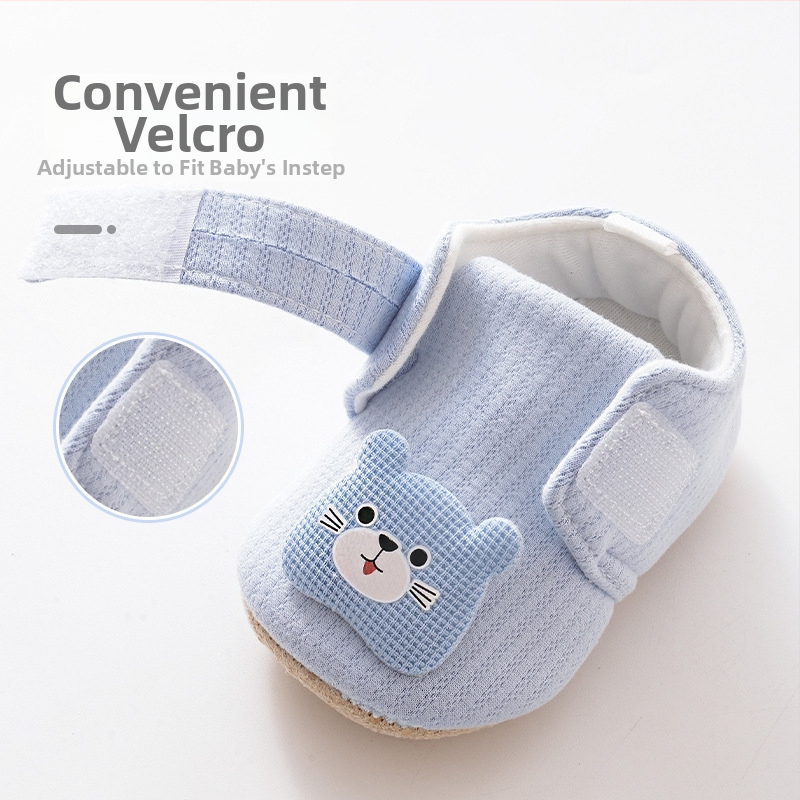 Meke platnene papuče za bebe, s Velcro zatvaračem, gornji dio od pamuka, protuklizna podloga, za uzrast 6–12 mjeseci.