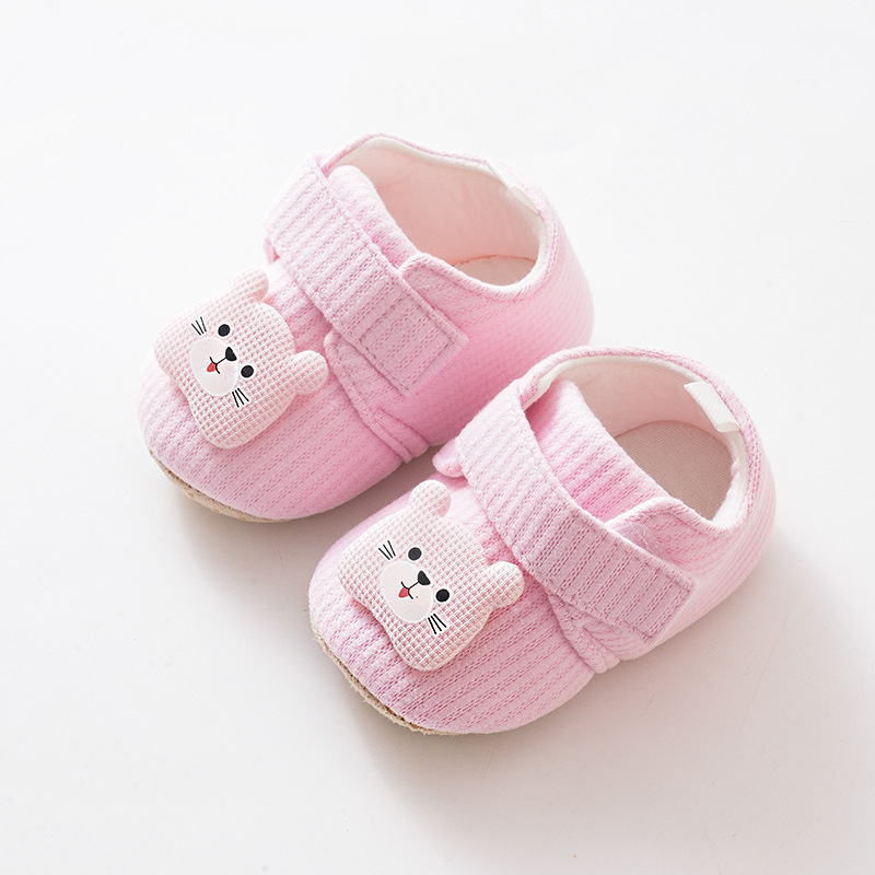 Meke platnene papuče za bebe, s Velcro zatvaračem, gornji dio od pamuka, protuklizna podloga, za uzrast 6–12 mjeseci.