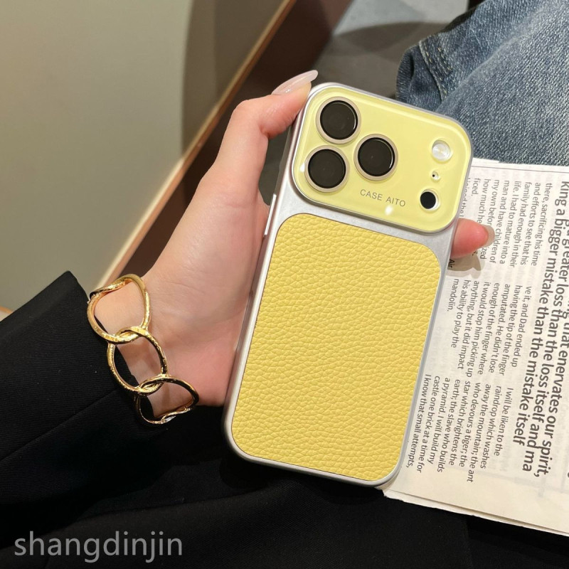 Kućište za iPhone 16/17 s jesensko-zimskim retro lychee uzorkom, od umjetne kože, reljefno graviranje, otporno na padove