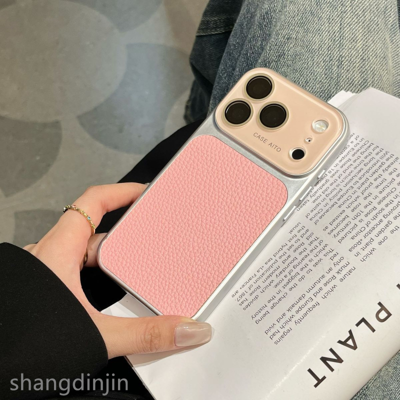 Kućište za iPhone 16/17 s jesensko-zimskim retro lychee uzorkom, od umjetne kože, reljefno graviranje, otporno na padove