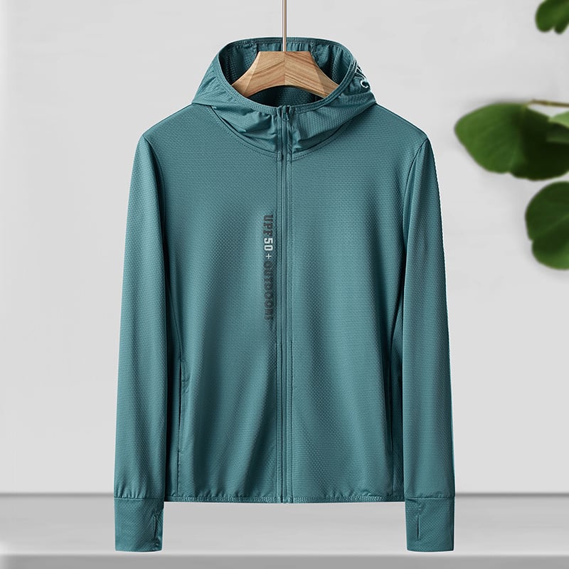 Jachetă cu protecție solară cu glugă UPF50+, țesătură Ice Silk Mesh, poliester 92%, pentru patru sezoane.