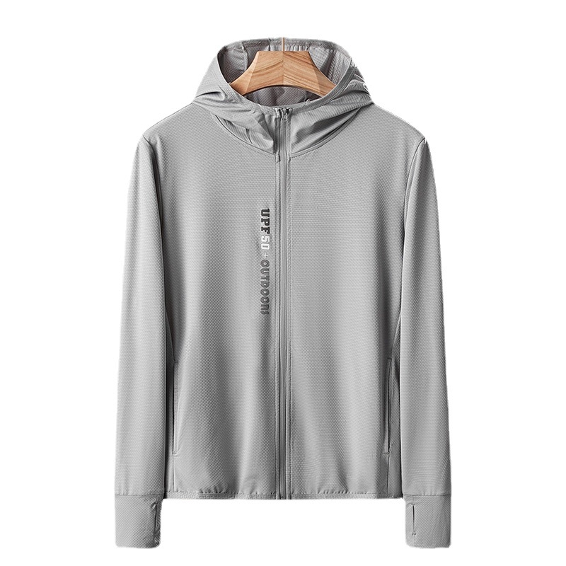 Jachetă cu protecție solară cu glugă UPF50+, țesătură Ice Silk Mesh, poliester 92%, pentru patru sezoane.