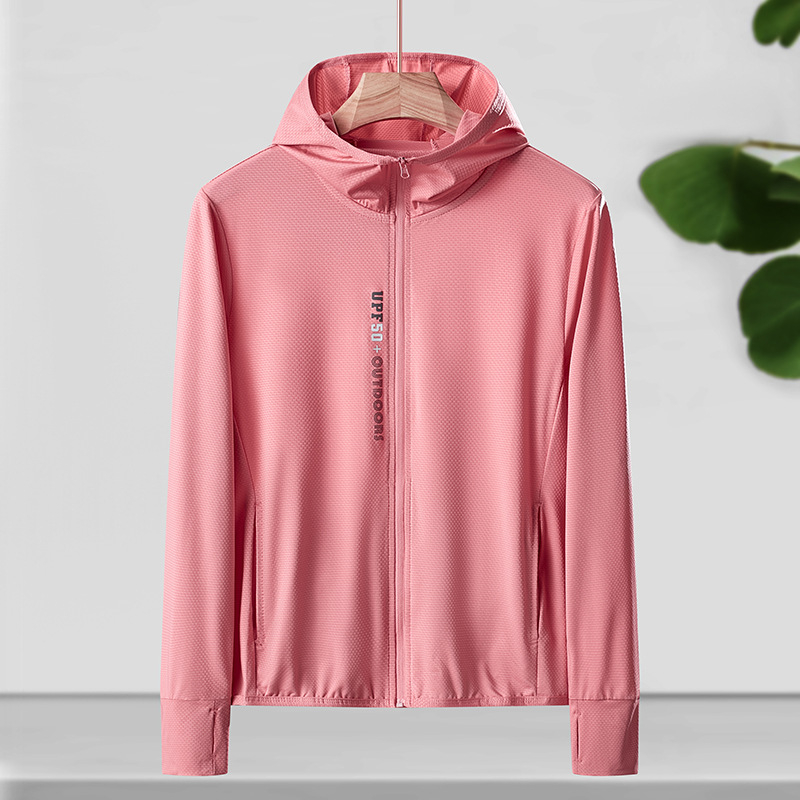 Jachetă cu protecție solară cu glugă UPF50+, țesătură Ice Silk Mesh, poliester 92%, pentru patru sezoane.