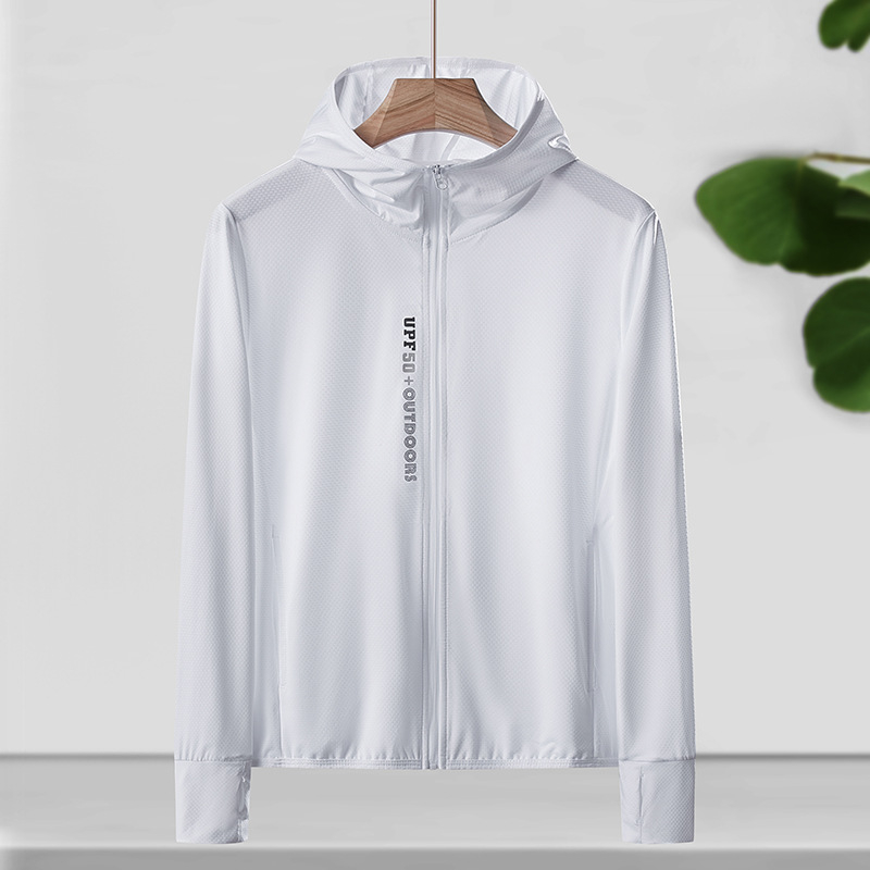 Jachetă cu protecție solară cu glugă UPF50+, țesătură Ice Silk Mesh, poliester 92%, pentru patru sezoane.