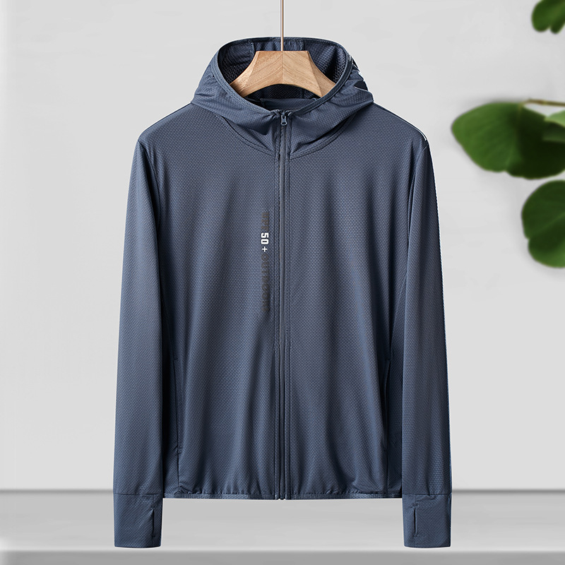 Jachetă cu protecție solară cu glugă UPF50+, țesătură Ice Silk Mesh, poliester 92%, pentru patru sezoane.