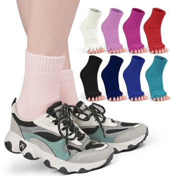 Петопръстни чорапи за зима с отворен пръст и разделени пръсти, дебели, унисекс, памук-полиэстер, попиване на пот