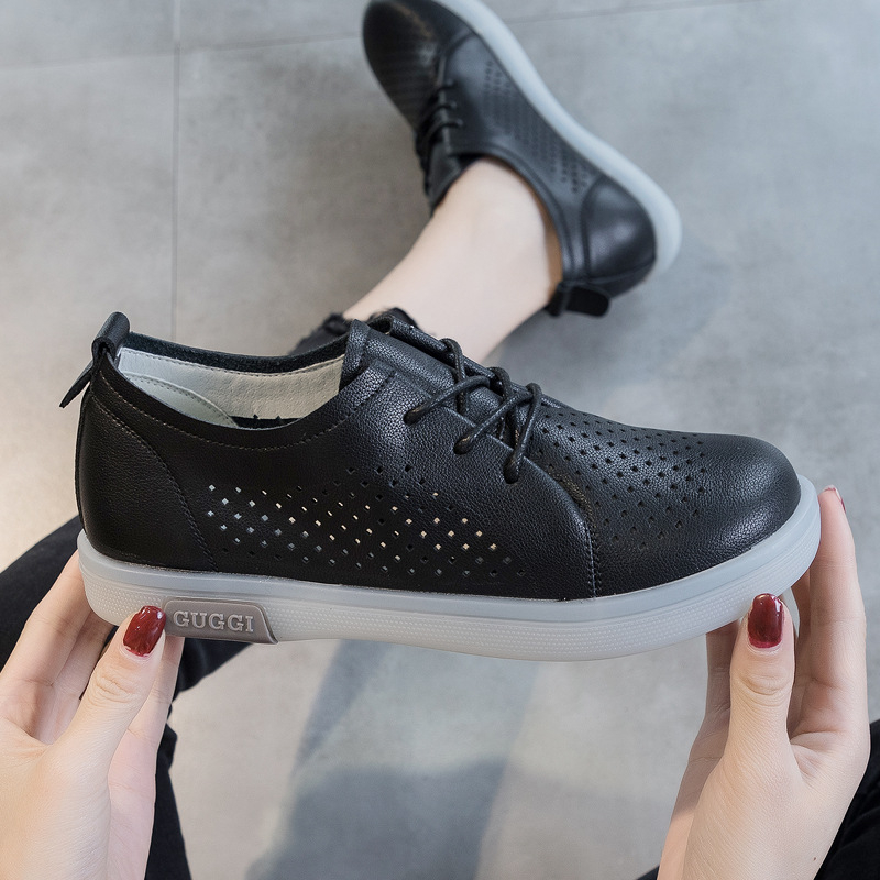 Ženske cipele od prve sloje kravlje kože, okrugli vrh, PU ulošak, potplat od goveđe tetive, niski potpetica 1-3 cm