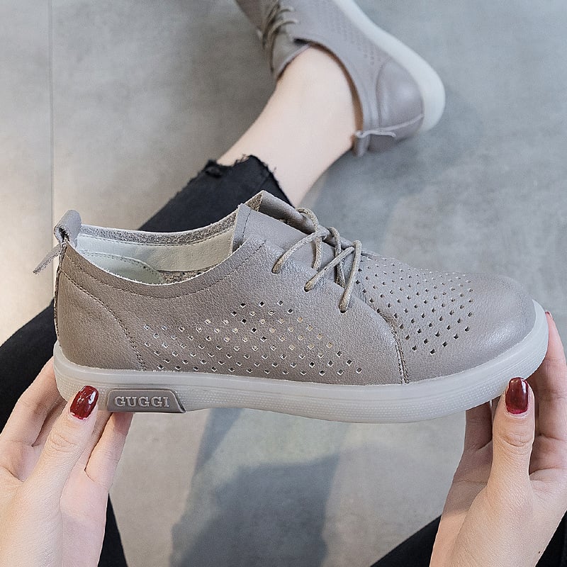 Ženske cipele od prve sloje kravlje kože, okrugli vrh, PU ulošak, potplat od goveđe tetive, niski potpetica 1-3 cm